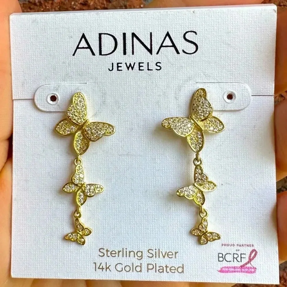 Anthropologie Butterfly Gold Zirconia Earrings